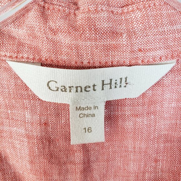 Garnet Hill 100% Linen Button-up Shirt Long Sleeve size 16 Boho Resort Lagenlook - Picture 4 of 12